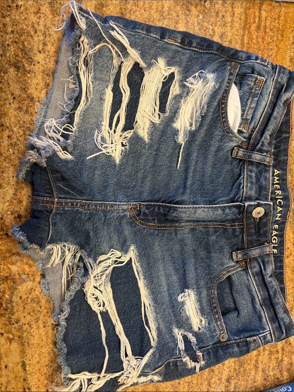 American Eagle Outfitters Ripped Blue Denim Jean Shorts